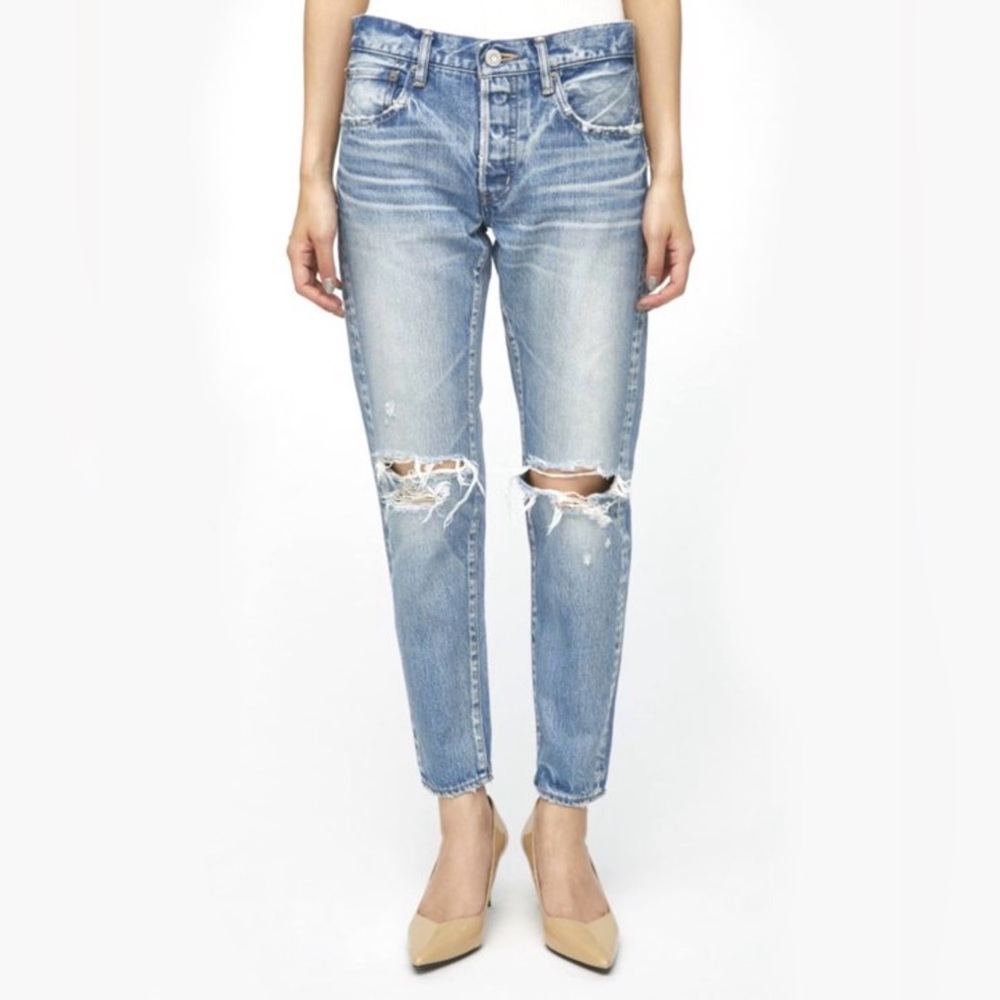 Moussy Light Blue Distressed Boyfriend Jeans